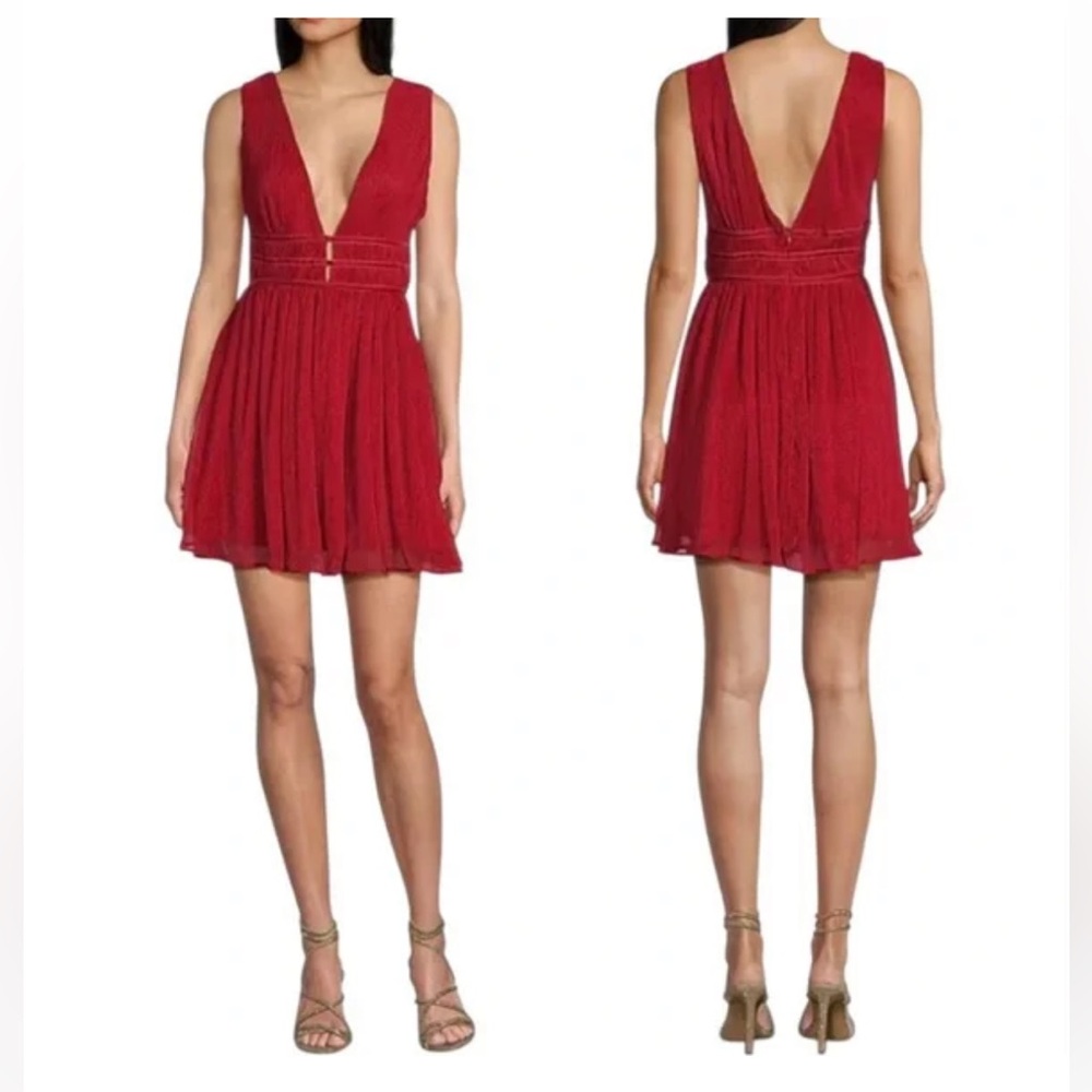 Lulus Metallic Deep V-Neck Mini Dress